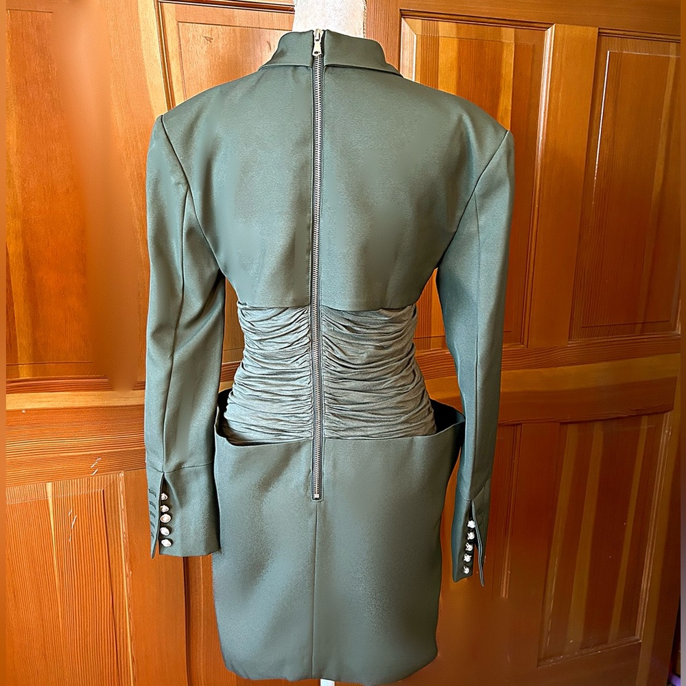 Army Cape Designer Mini Dress. - Picture 10 of 17